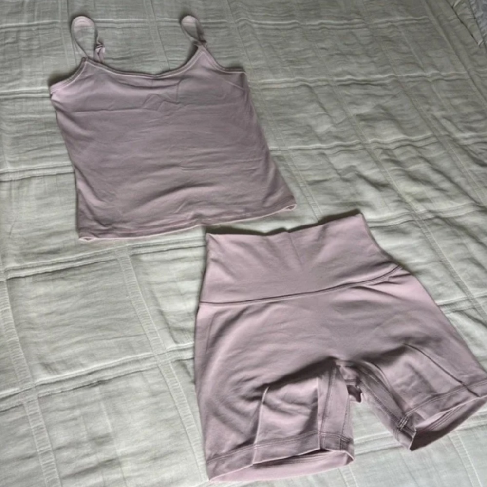 Aritzia Pink Athletic Shorts and Top Set